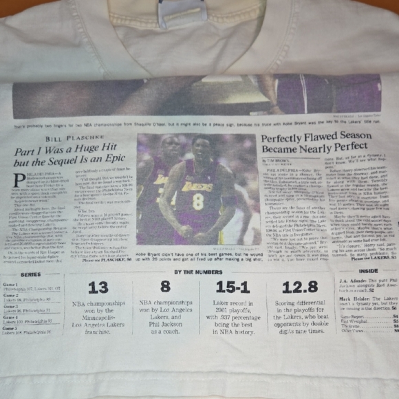 Men's Vintage 2001 LEE TAG Lakers Baq To Baq Tee - Picture 4 of 6